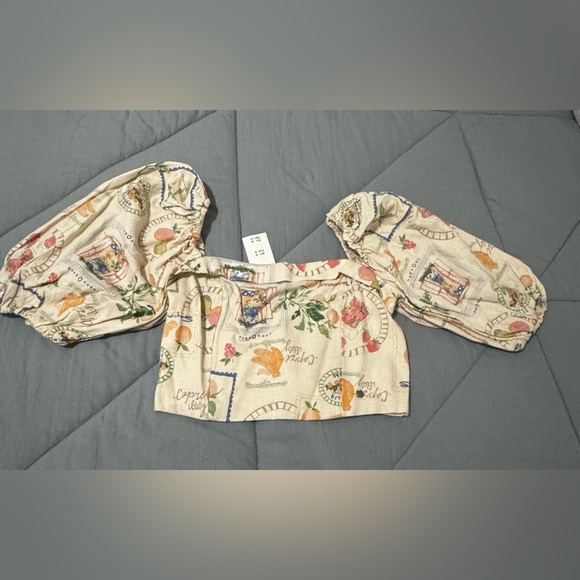 Abercrombie & Fitch | Linen-Blend Puff Sleeve Set Top - Picture 5 of 7